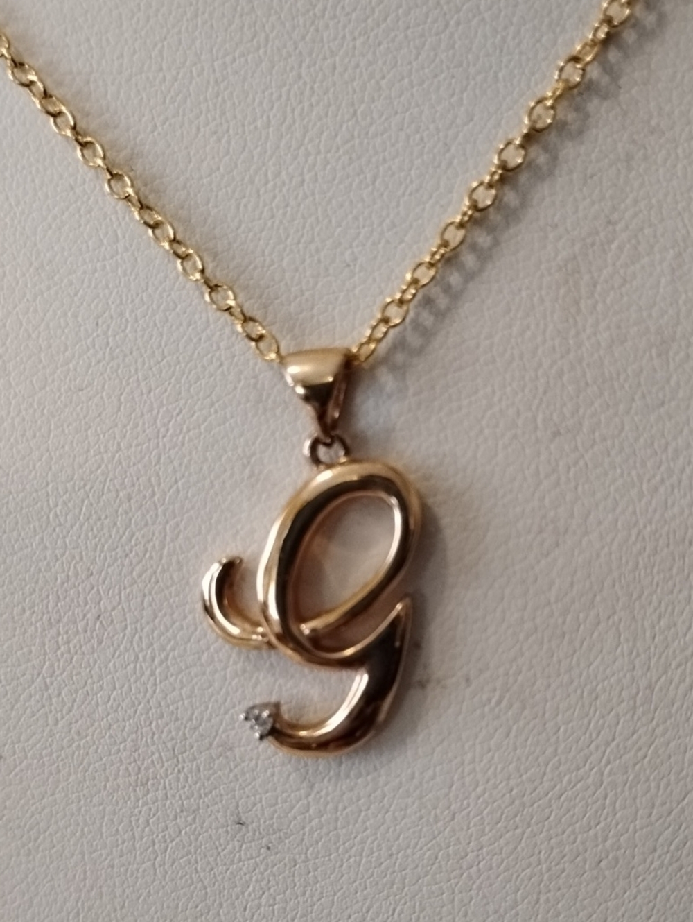 Gold Plated over Sterling Silver Script 'g' Initial Pendant Necklace